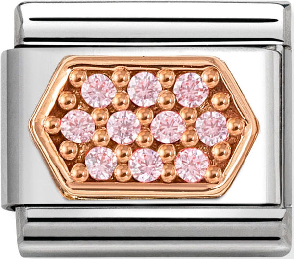 Symbols - Pink CZ Hexagon Rosegold Charm