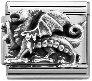 Animals - Dragon Oxidised Silver Charm