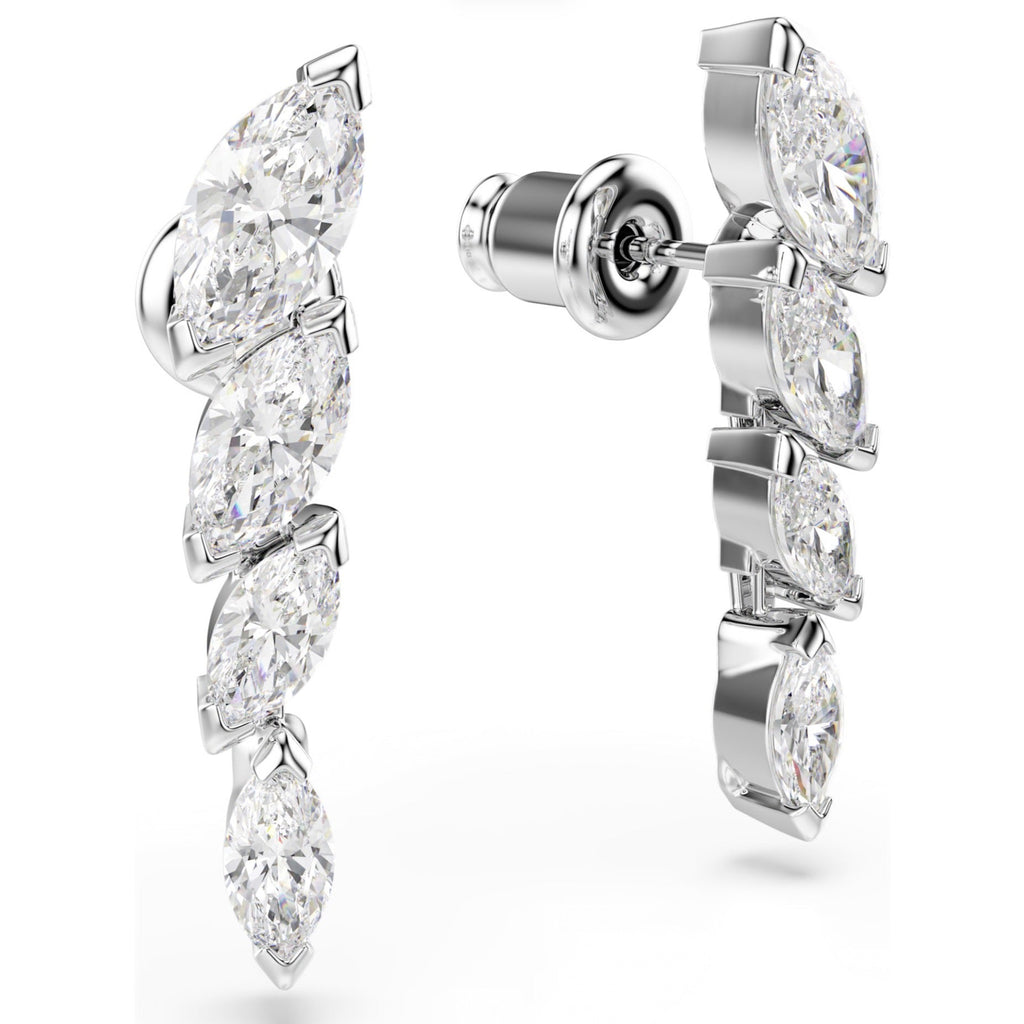 Mesmera: White Marquise Cut Crystal Silver Earrings