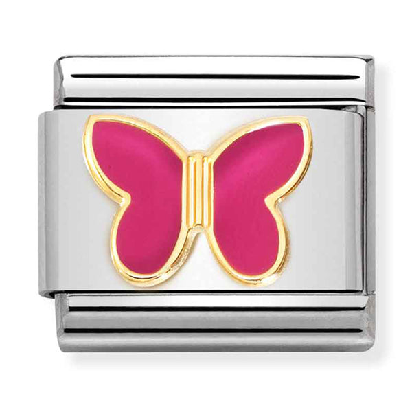 Animals - Fuchsia Butterfly Gold Charm