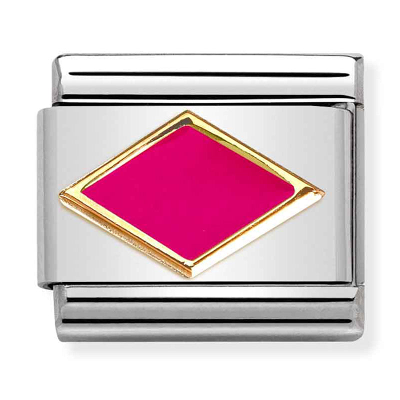 Symbols - Fuchsia Rhombus Gold Charm