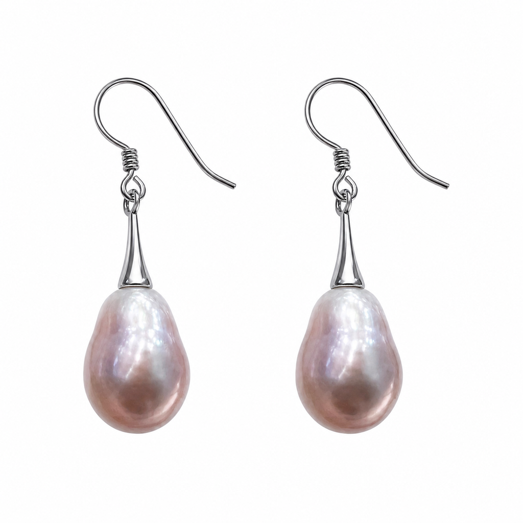 S/S Natural Lavender Drop Freshwater Hook Earring