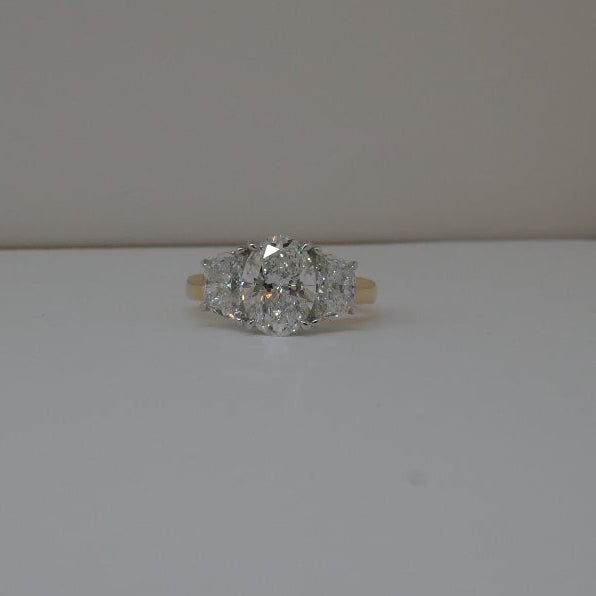 Oval & Half Moon Lab Diamond Trilogy Ring