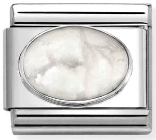 Hard Stone - White Howlite Matte Stone Silver Charm