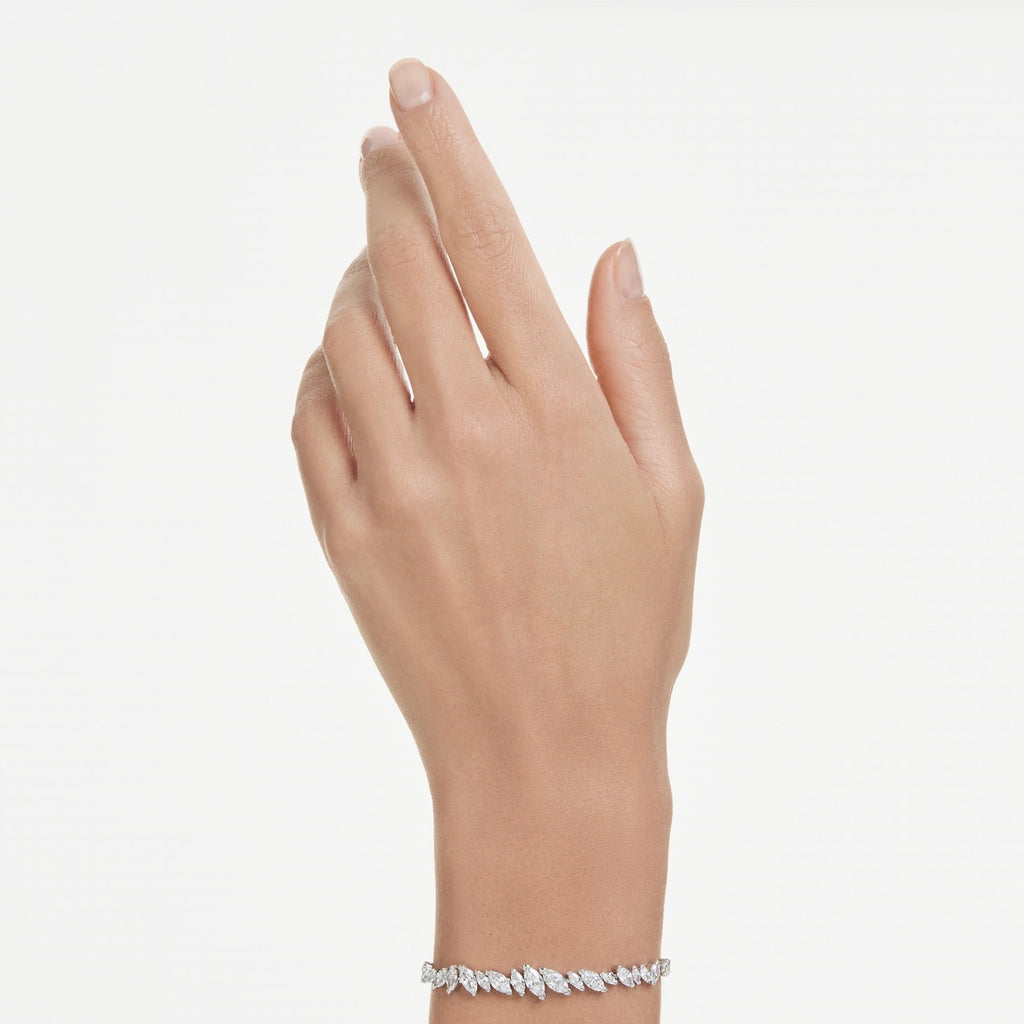 Mesmera: White Marquise Cut Silver Bracelet