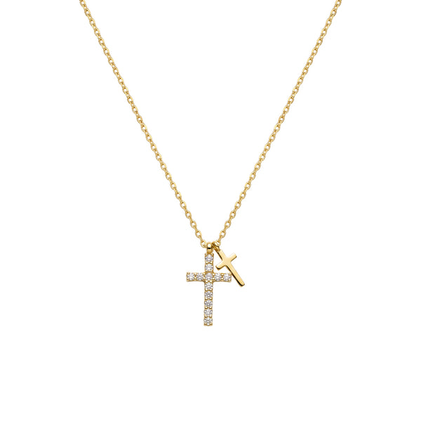 Seren Stainless Steel Double Cross Necklace