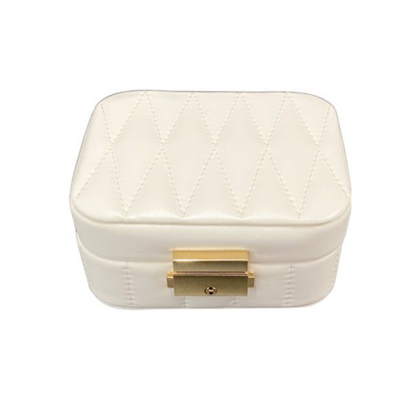 Lola White Leatherette Jewellery Box/Travel Case
