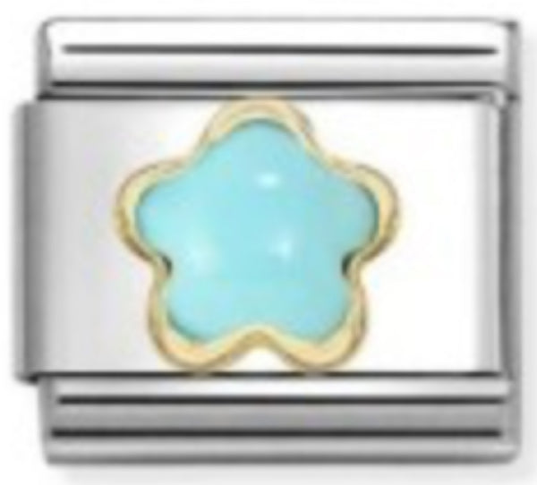 Nature - Turquoise Flower Gold Charm