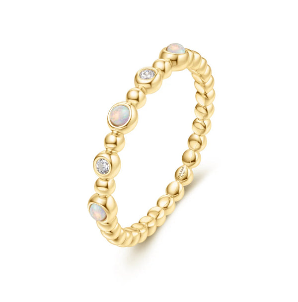 Sunny Sparkler - Kyoto Opal Beaded Bezel Gold Ring