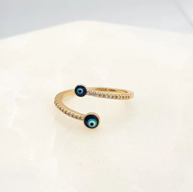 Mati Evil Eye Adjustable Spiral Ring