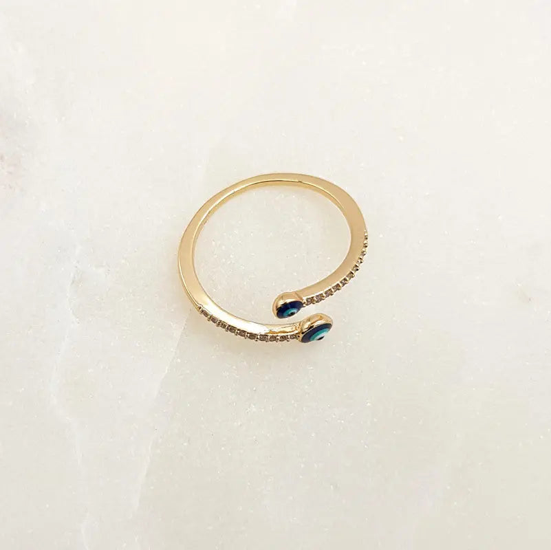 Mati Evil Eye Adjustable Spiral Ring