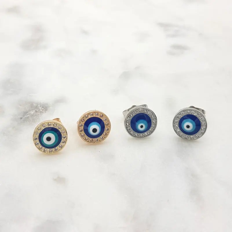 Mati Eye Round Stud Earrings