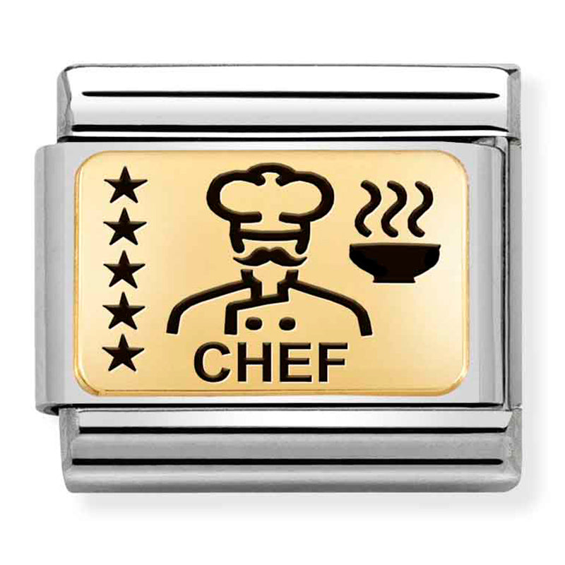 Occupation - Chef with Black Enamel Gold Charm
