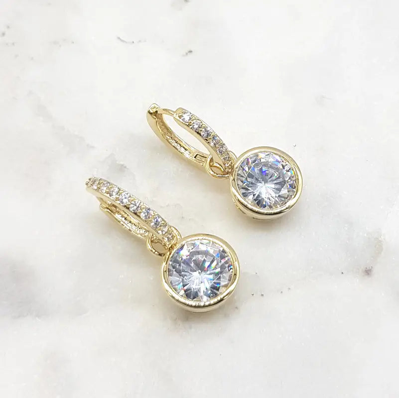 CZ Drop Bezel Huggies