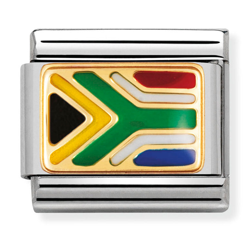 Africa Flag - South Africa Gold Charm