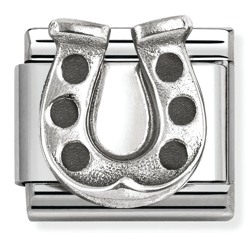 Good Luck - Danish Horseshoe Oxidised Silver Charm
