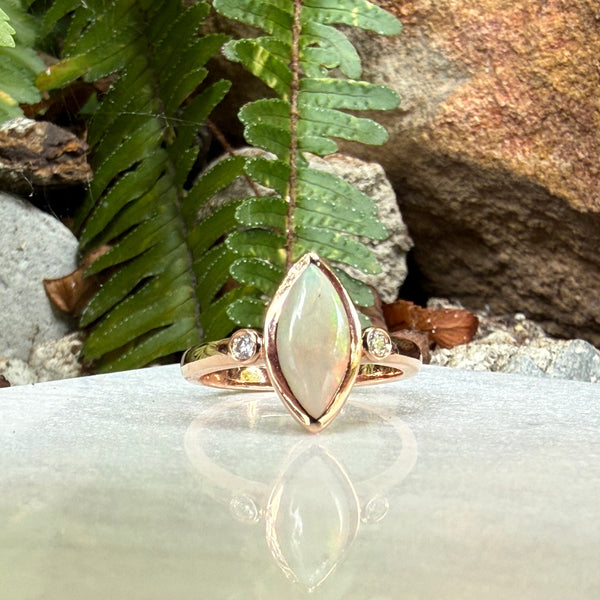 Frosty White Opal Rosegold Ring