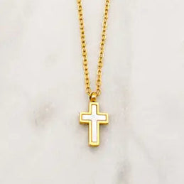 Petite S/Steel Mother of Pearl Cross Pendant (SMALL)