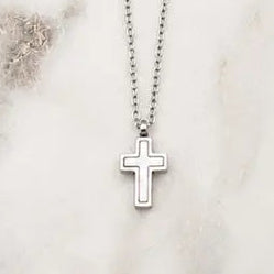 Petite S/Steel Mother of Pearl Cross Pendant (SMALL)