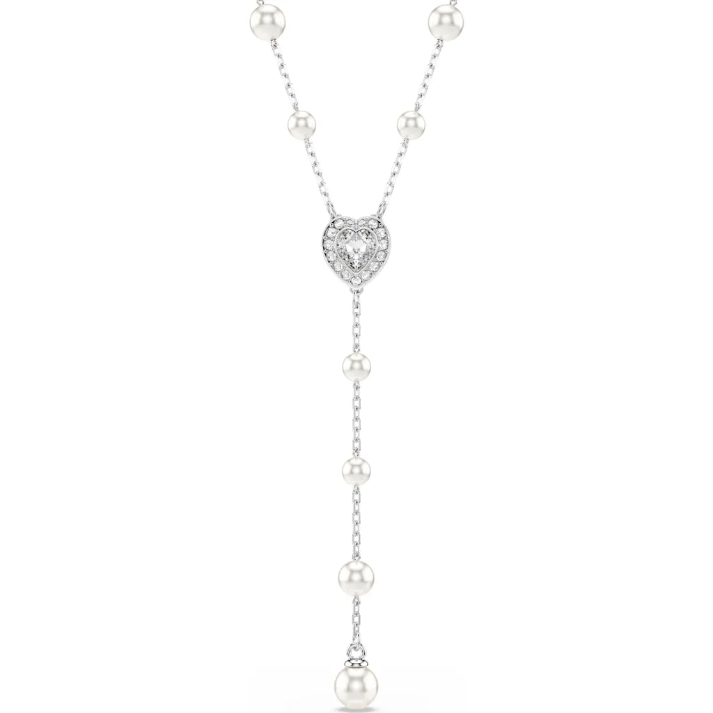SS25 Capsule: Angelic Pave Heart & Pearls CRY/RHS T-Shaped Necklace
