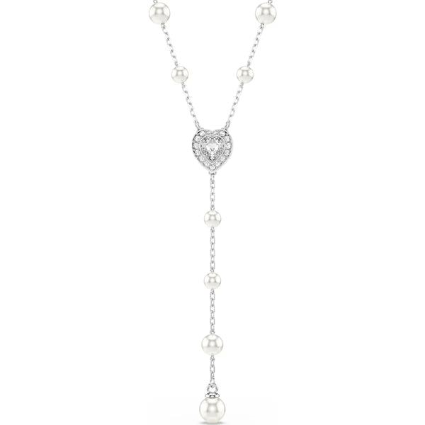 SS25 Capsule: Angelic Pave Heart & Pearls CRY/RHS T-Shaped Necklace