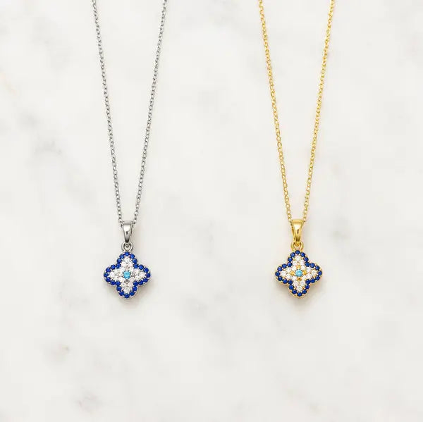 Mati Eye Clover CZ Pendant Necklace