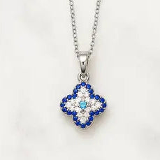 Mati Eye Clover CZ Pendant Necklace