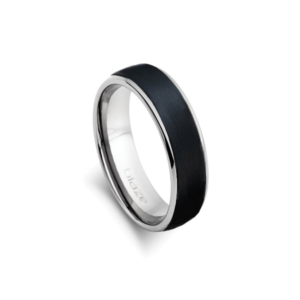 Men Rings - (Two Tone) S/Steel & Black Carbon Fibre Band Ring
