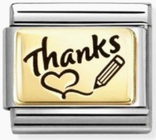 Love - Thanks with Heart & Pencil Gold Charm
