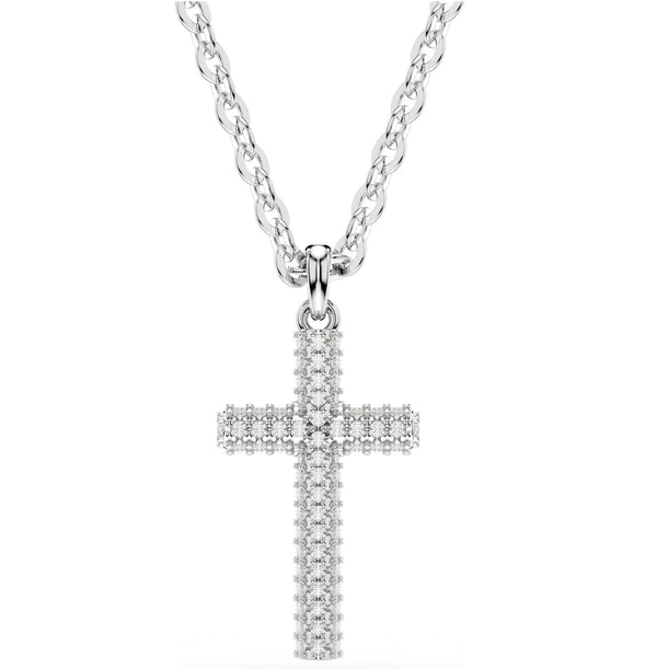 Insigne: Cross White Pave Silver Pendant