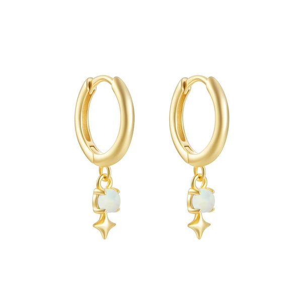 Earring  -  Opalite & Star Huggie