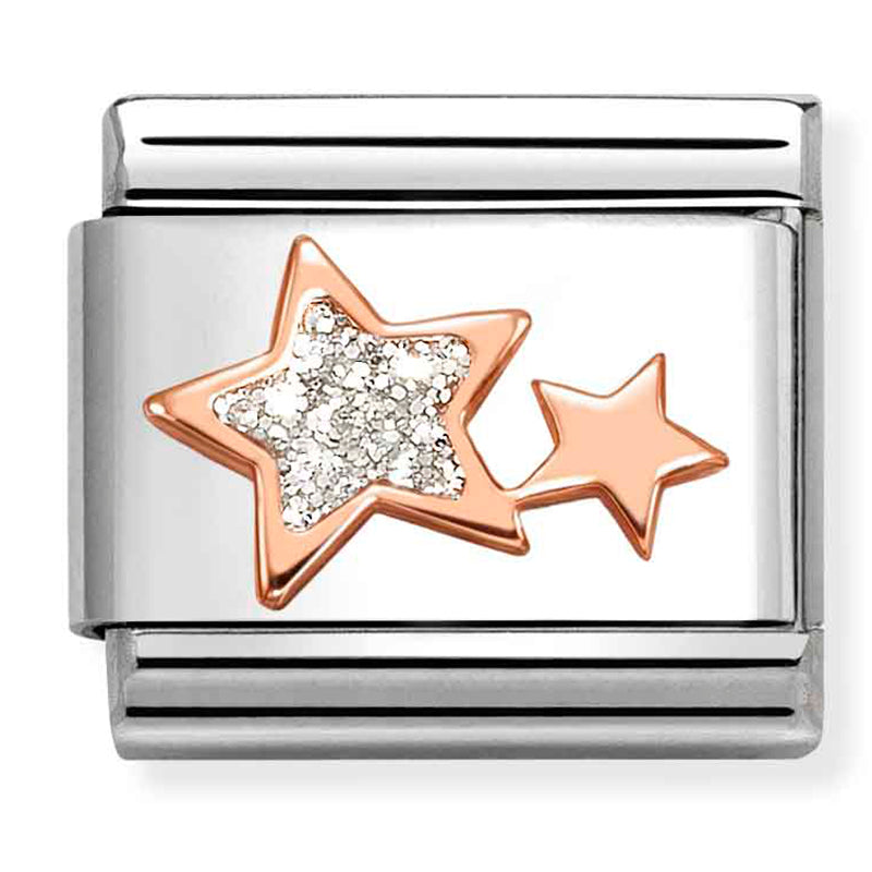 Symbols - Silver Glitter Stars Rosegold Charm