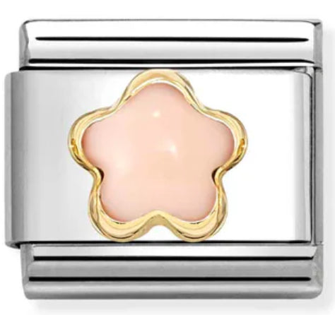 Nature - Pink Coral Flower Gold Charm