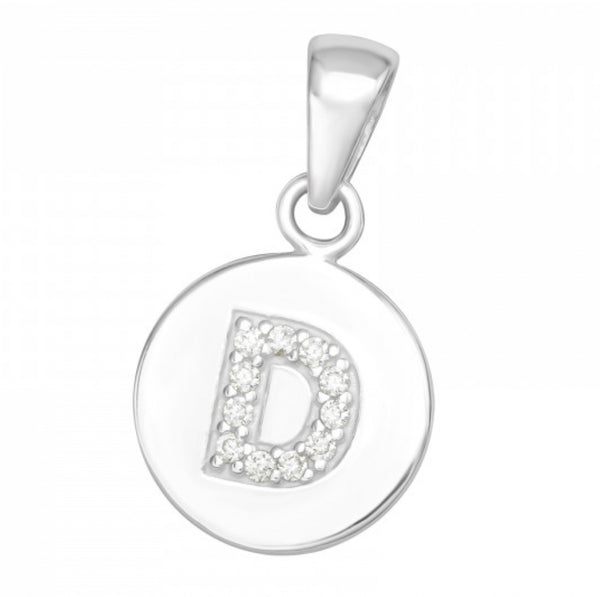Kids Initial: ‘D’ Disc with CZ Pendant - 2 colours