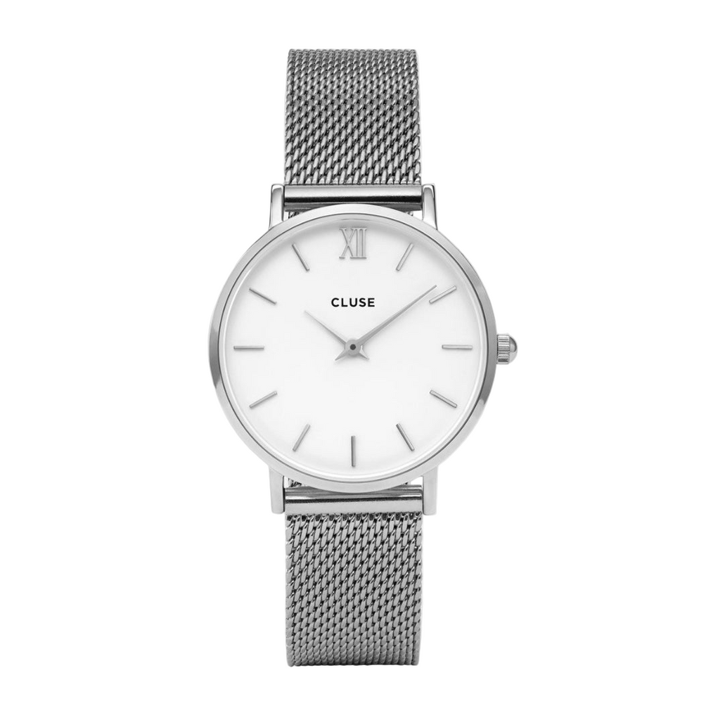 Minuit: Silver/White Mesh Watch