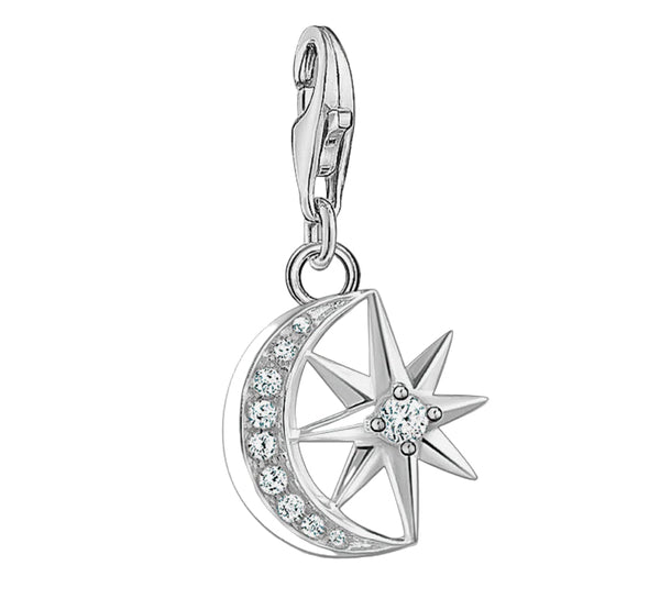 Moon & Windrose with CZ Silver Charm