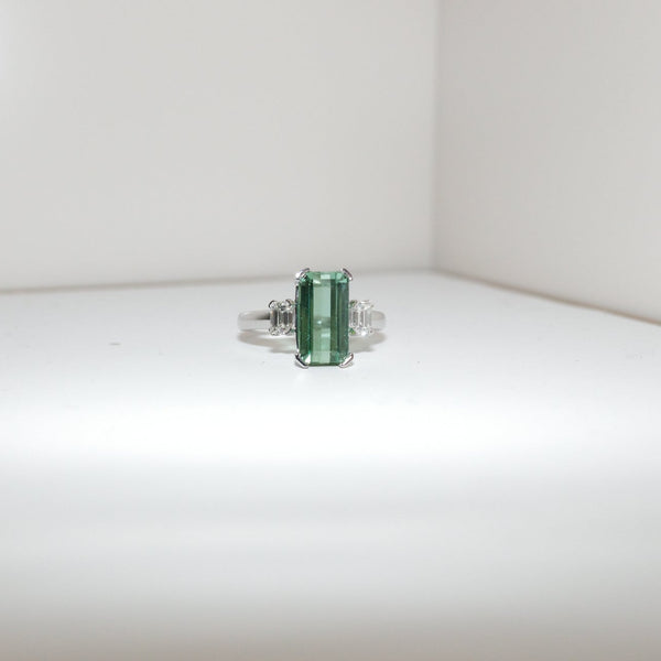 Platnium Green Tourmaline Ring