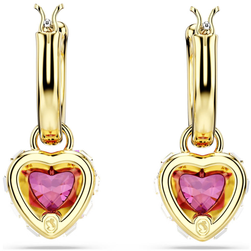 Chroma: Red Heart Gold Drop Earrings