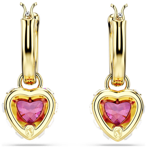 Chroma: Red Heart Gold Drop Earrings