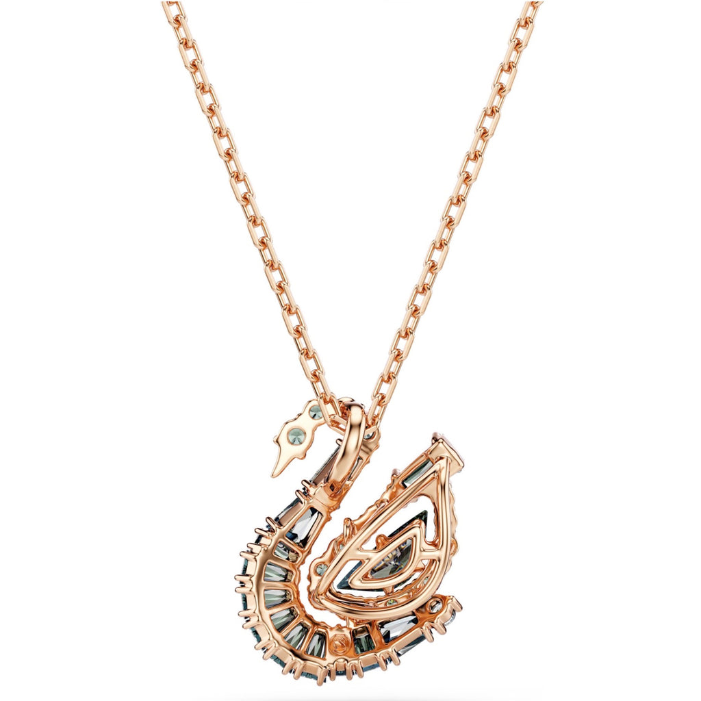 Swan: Black Mixed Cut Crystals Swan Rosegold Pendant