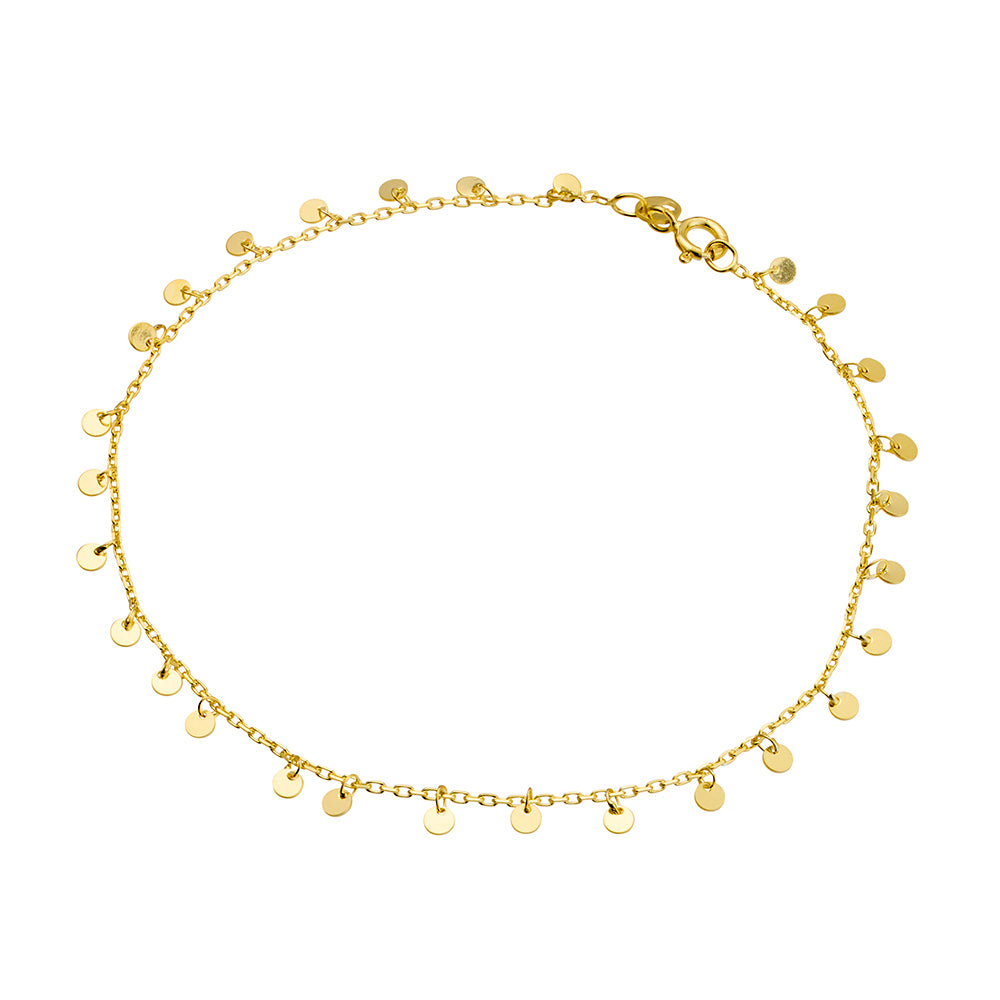 Anklet - Fine Belcher Chain & Mini-Disc Gypsy
