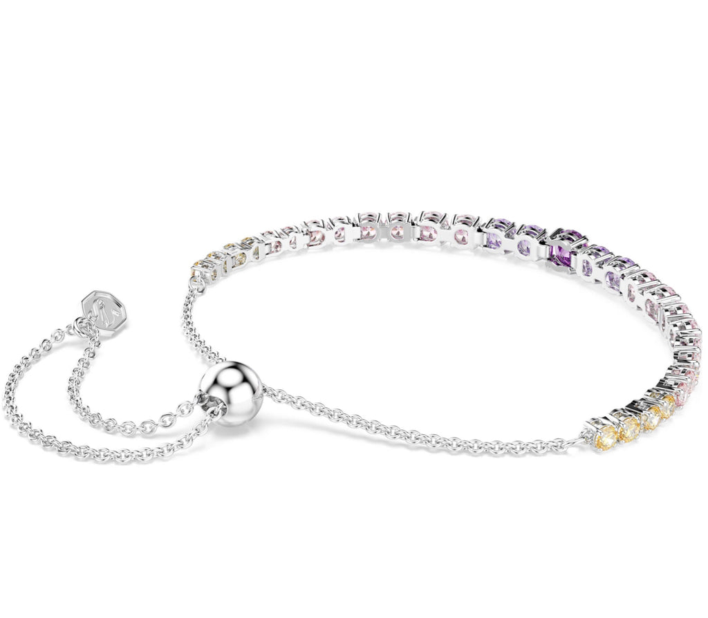 Matrix: Mulitcoloured Gradient Round Cuts Crystal Silver Bracelet