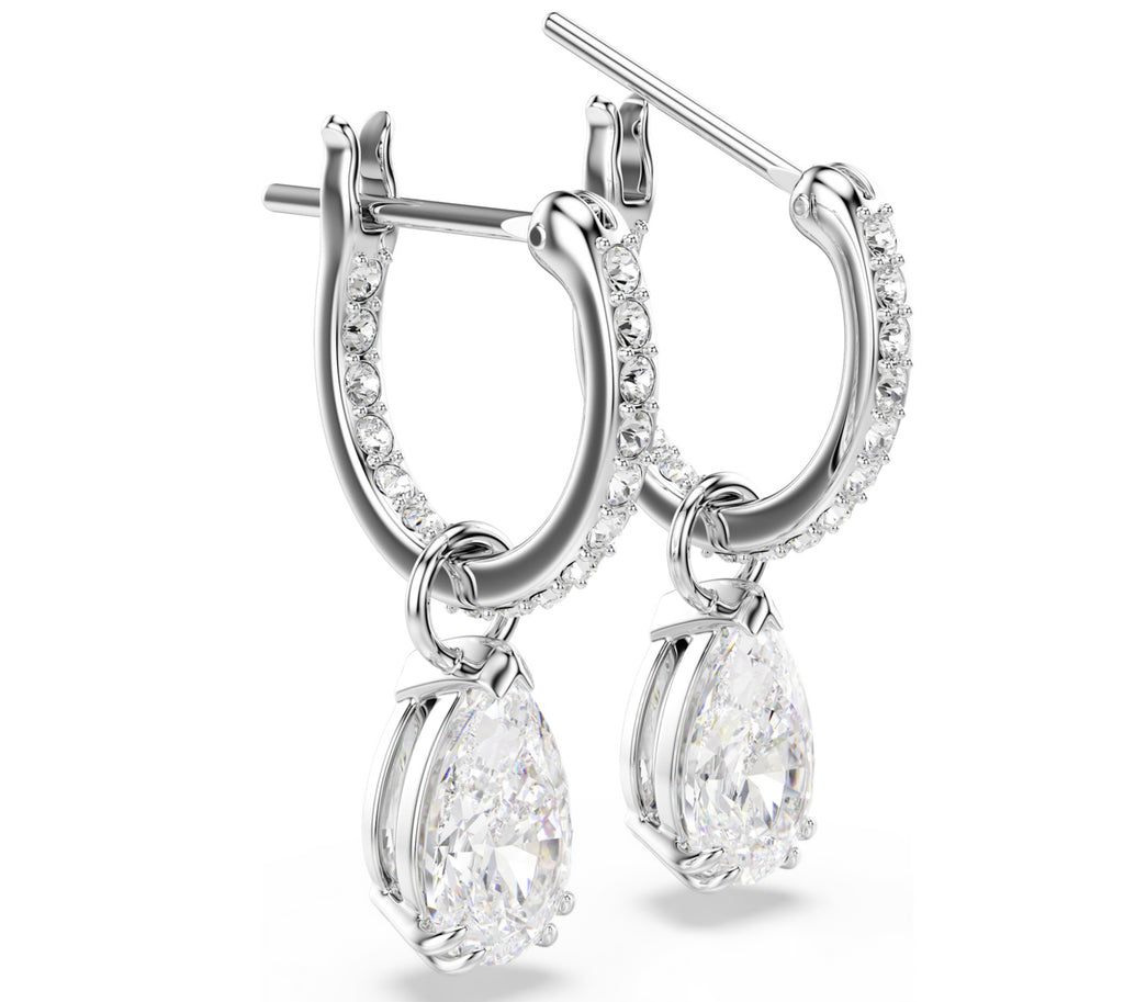 Stilla: White Pear Cut/Round Cut Silver Drop Earrings
