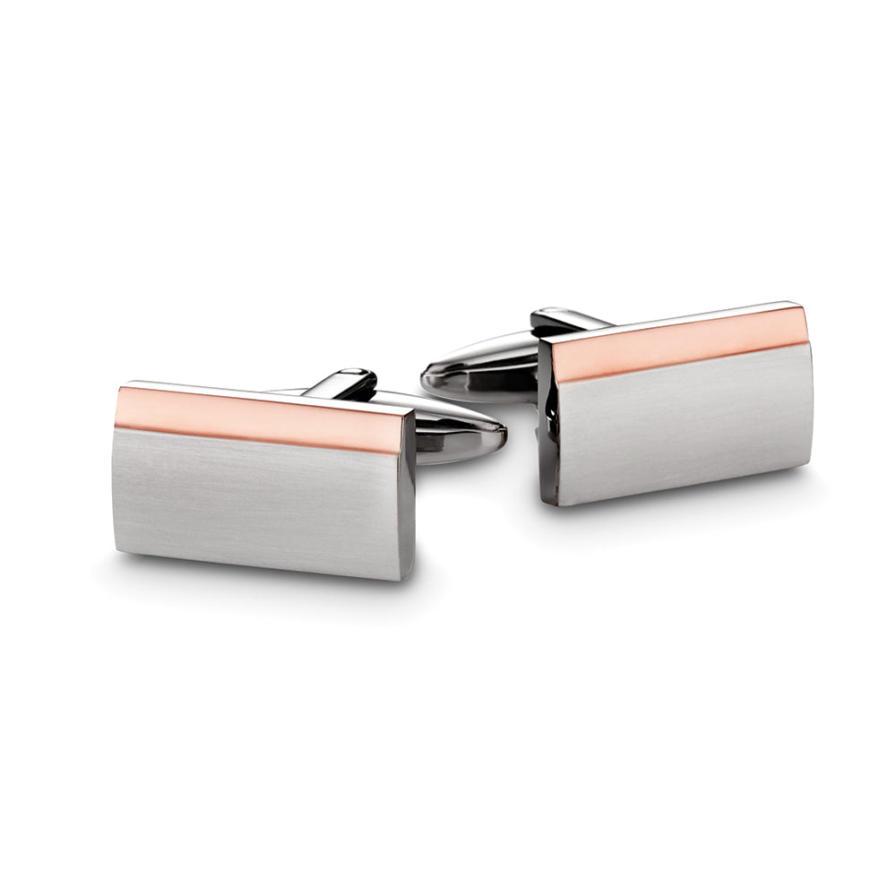 Blaze stainless steel cufflinks with rosegold detailing