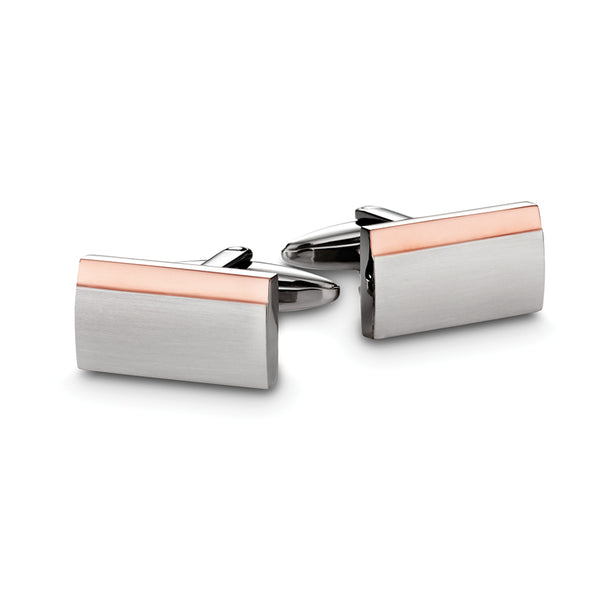 Blaze stainless steel cufflinks with rosegold detailing