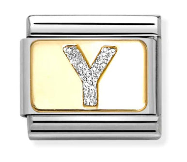 Glitter Letter Y Gold Charm