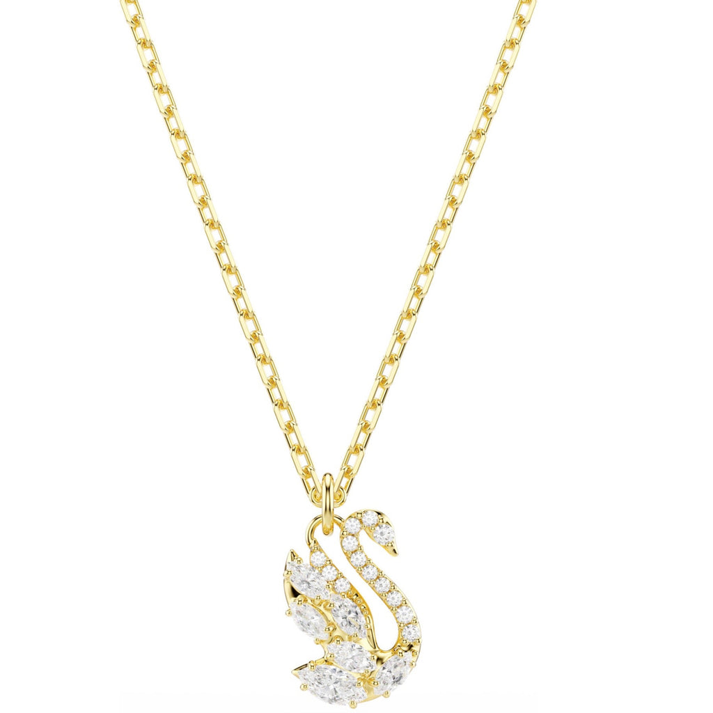 Swan: White Mixed Cuts Crystal Swan Pendant - 2 Colours