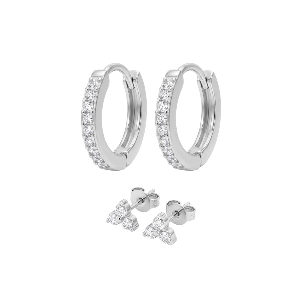 Seren Stainless Steel Huggie & Stud Earring Set