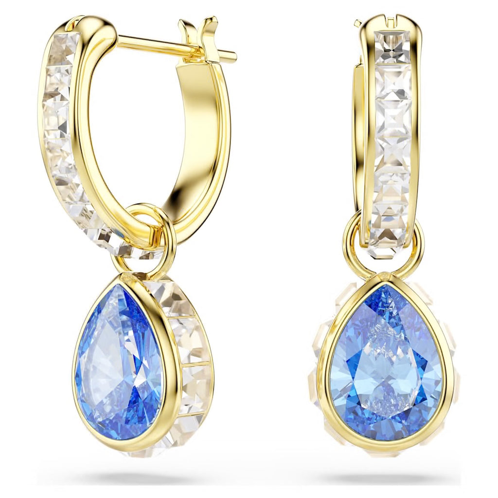 Chroma: Blue Pear Cut Crystal Gold Drop Earrings
