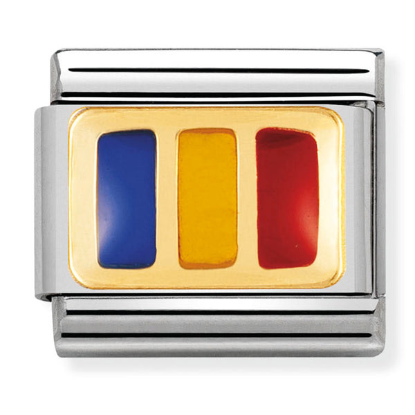 Europe Flag - Romania Gold Charm